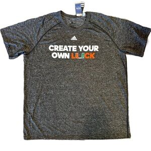 Adidas Miami Hurricanes Tee with Motivational Print new